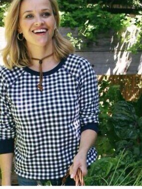 Draper James Natalie sweatshirt in French terry gingham XL